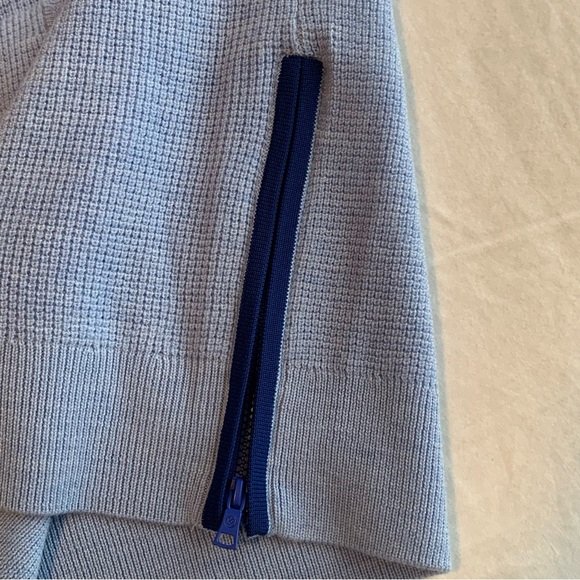 G/Fore Waffle Stitch Hooded Sweater Large Wool Womens Top Golf Ice Blue Soft NEW - Picture 6 of 13